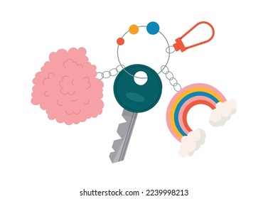 Rainbow and fluffy accessory for keys flat icon