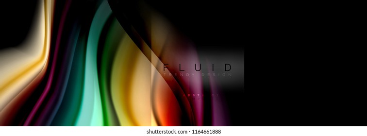 Rainbow fluid abstract shapes, liquid colors design, colorful marble or plastic wavy texture background, multicolored template for business or technology presentation or web brochure cover design