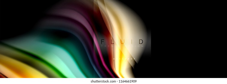 Rainbow fluid abstract shapes, liquid colors design, colorful marble or plastic wavy texture background, multicolored template for business or technology presentation or web brochure cover design