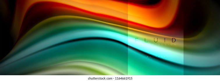 Rainbow fluid abstract shapes, liquid colors design, colorful marble or plastic wavy texture background, multicolored template for business or technology presentation or web brochure cover design