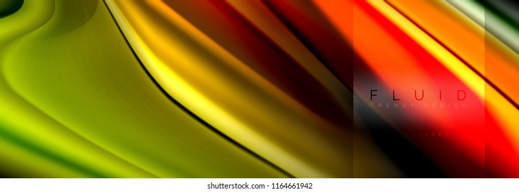 Rainbow fluid abstract shapes, liquid colors design, colorful marble or plastic wavy texture background, multicolored template for business or technology presentation or web brochure cover design
