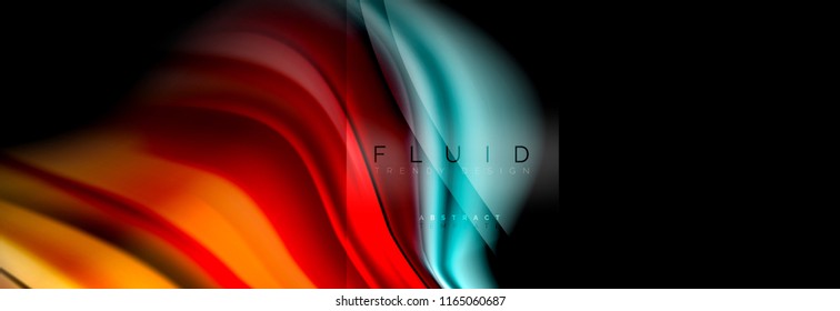 Rainbow fluid abstract shapes, liquid colors design, colorful marble or plastic wavy texture background, multicolored template for business or technology presentation or web brochure cover design