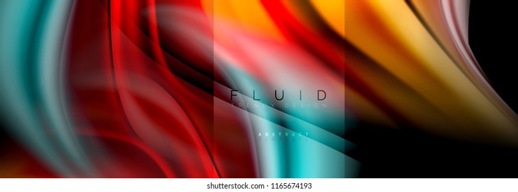 Rainbow fluid abstract shapes, liquid colors design, colorful marble or plastic wavy texture background, multicolored template for business or technology presentation or web brochure cover design