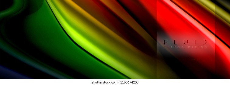 Rainbow fluid abstract shapes, liquid colors design, colorful marble or plastic wavy texture background, multicolored template for business or technology presentation or web brochure cover design