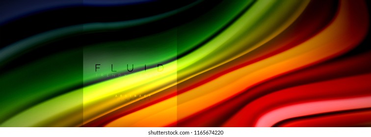 Abstrakte Formen von Regenbogenflüssigkeiten, flüssige Farbgestaltung, bunter Marmor- oder Kunststoffhintergrund, mehrfarbige Vorlage für Geschäfts- oder Technologiepräsentation oder Webbroschürendesign