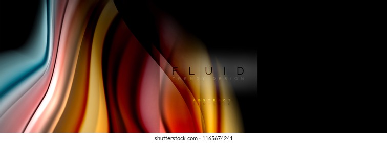 Rainbow fluid abstract shapes, liquid colors design, colorful marble or plastic wavy texture background, multicolored template for business or technology presentation or web brochure cover design