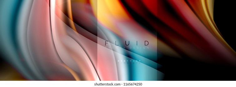 Rainbow fluid abstract shapes, liquid colors design, colorful marble or plastic wavy texture background, multicolored template for business or technology presentation or web brochure cover design