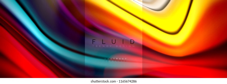 Rainbow fluid abstract shapes, liquid colors design, colorful marble or plastic wavy texture background, multicolored template for business or technology presentation or web brochure cover design