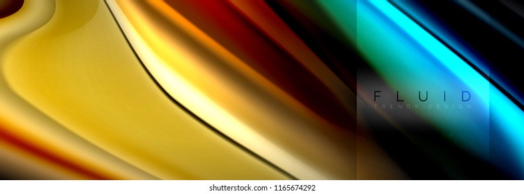 Rainbow fluid abstract shapes, liquid colors design, colorful marble or plastic wavy texture background, multicolored template for business or technology presentation or web brochure cover design