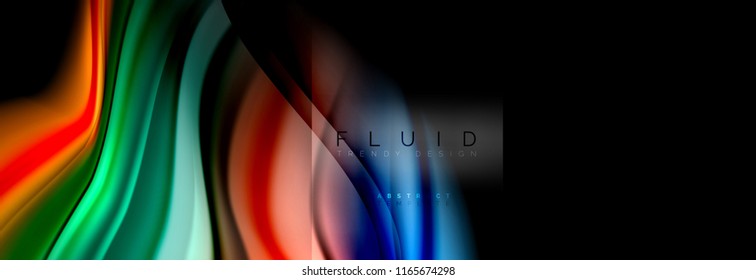 Rainbow fluid abstract shapes, liquid colors design, colorful marble or plastic wavy texture background, multicolored template for business or technology presentation or web brochure cover design