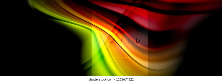 Rainbow fluid abstract shapes, liquid colors design, colorful marble or plastic wavy texture background, multicolored template for business or technology presentation or web brochure cover design