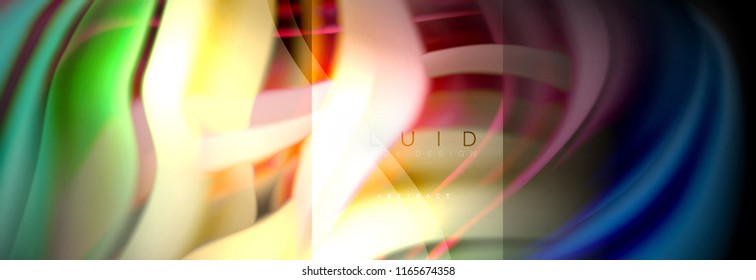 Rainbow fluid abstract shapes, liquid colors design, colorful marble or plastic wavy texture background, multicolored template for business or technology presentation or web brochure cover design
