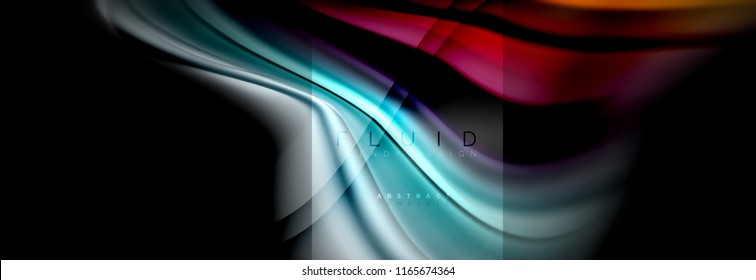 Rainbow fluid abstract shapes, liquid colors design, colorful marble or plastic wavy texture background, multicolored template for business or technology presentation or web brochure cover design