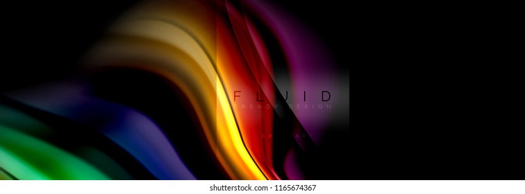 Rainbow fluid abstract shapes, liquid colors design, colorful marble or plastic wavy texture background, multicolored template for business or technology presentation or web brochure cover design