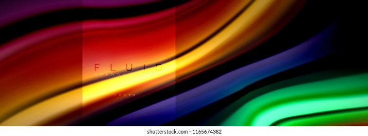 Rainbow fluid abstract shapes, liquid colors design, colorful marble or plastic wavy texture background, multicolored template for business or technology presentation or web brochure cover design