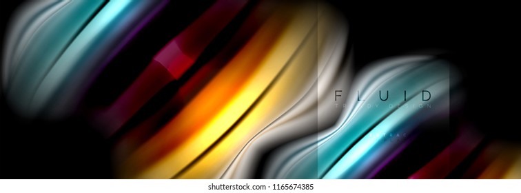 Rainbow fluid abstract shapes, liquid colors design, colorful marble or plastic wavy texture background, multicolored template for business or technology presentation or web brochure cover design