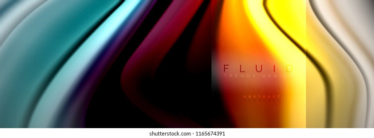 Abstrakte Formen von Regenbogenflüssigkeiten, flüssige Farbgestaltung, bunter Marmor- oder Kunststoffhintergrund, mehrfarbige Vorlage für Geschäfts- oder Technologiepräsentation oder Webbroschürendesign