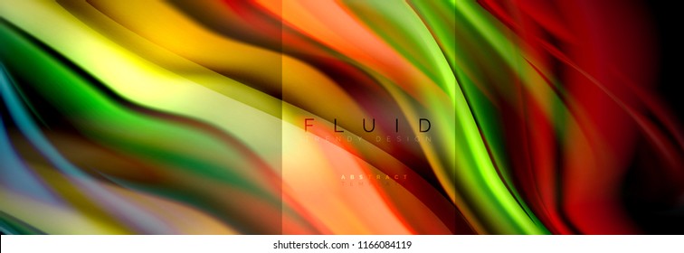 Rainbow fluid abstract shapes, liquid colors design, colorful marble or plastic wavy texture background, multicolored template for business or technology presentation or web brochure cover design