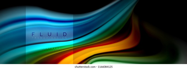 Rainbow fluid abstract shapes, liquid colors design, colorful marble or plastic wavy texture background, multicolored template for business or technology presentation or web brochure cover design