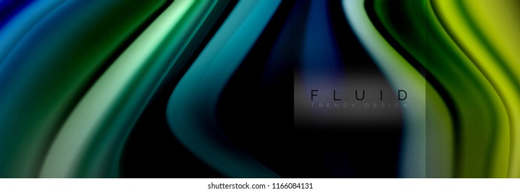 Rainbow fluid abstract shapes, liquid colors design, colorful marble or plastic wavy texture background, multicolored template for business or technology presentation or web brochure cover design
