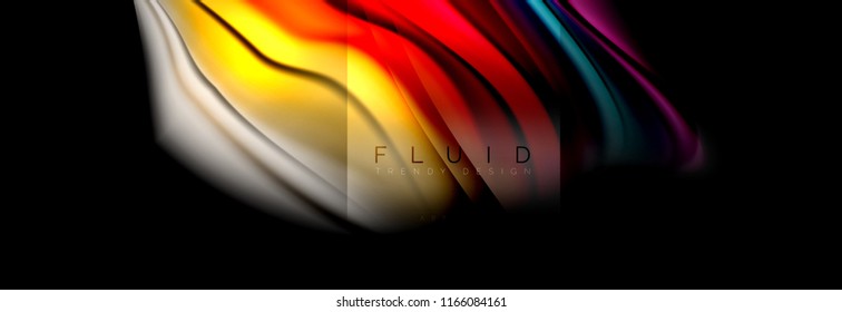 Rainbow fluid abstract shapes, liquid colors design, colorful marble or plastic wavy texture background, multicolored template for business or technology presentation or web brochure cover design