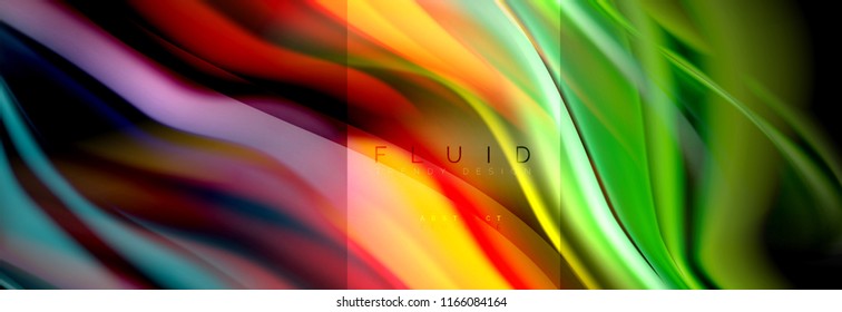 Rainbow fluid abstract shapes, liquid colors design, colorful marble or plastic wavy texture background, multicolored template for business or technology presentation or web brochure cover design