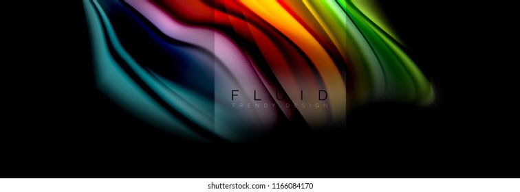 Rainbow fluid abstract shapes, liquid colors design, colorful marble or plastic wavy texture background, multicolored template for business or technology presentation or web brochure cover design