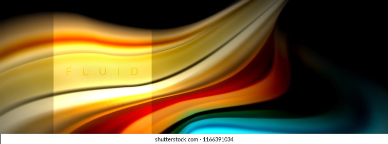 Rainbow fluid abstract shapes, liquid colors design, colorful marble or plastic wavy texture background, multicolored template for business or technology presentation or web brochure cover design