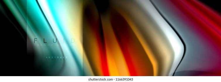 Rainbow fluid abstract shapes, liquid colors design, colorful marble or plastic wavy texture background, multicolored template for business or technology presentation or web brochure cover design