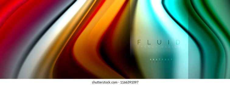 Rainbow fluid abstract shapes, liquid colors design, colorful marble or plastic wavy texture background, multicolored template for business or technology presentation or web brochure cover design