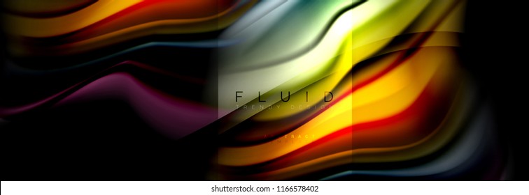 Rainbow fluid abstract shapes, liquid colors design, colorful marble or plastic wavy texture background, multicolored template for business or technology presentation or web brochure cover design