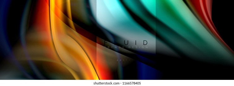 Abstrakte Formen von Regenbogenflüssigkeiten, flüssige Farbgestaltung, bunter Marmor- oder Kunststoffhintergrund, mehrfarbige Vorlage für Geschäfts- oder Technologiepräsentation oder Webbroschürendesign