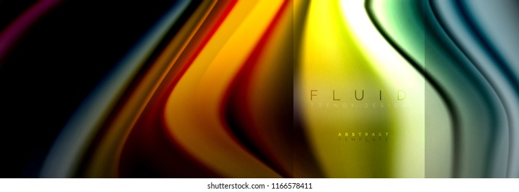 Abstrakte Formen von Regenbogenflüssigkeiten, flüssige Farbgestaltung, bunter Marmor- oder Kunststoffhintergrund, mehrfarbige Vorlage für Geschäfts- oder Technologiepräsentation oder Webbroschürendesign