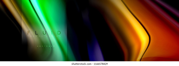 Rainbow fluid abstract shapes, liquid colors design, colorful marble or plastic wavy texture background, multicolored template for business or technology presentation or web brochure cover design