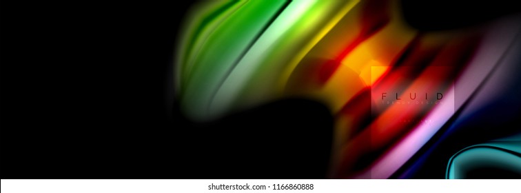 Rainbow fluid abstract shapes, liquid colors design, colorful marble or plastic wavy texture background, multicolored template for business or technology presentation or web brochure cover design