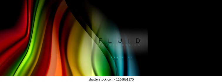 Rainbow fluid abstract shapes, liquid colors design, colorful marble or plastic wavy texture background, multicolored template for business or technology presentation or web brochure cover design