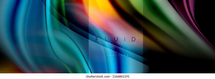 Rainbow fluid abstract shapes, liquid colors design, colorful marble or plastic wavy texture background, multicolored template for business or technology presentation or web brochure cover design