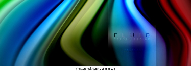 Rainbow fluid abstract shapes, liquid colors design, colorful marble or plastic wavy texture background, multicolored template for business or technology presentation or web brochure cover design