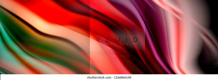 Rainbow fluid abstract shapes, liquid colors design, colorful marble or plastic wavy texture background, multicolored template for business or technology presentation or web brochure cover design