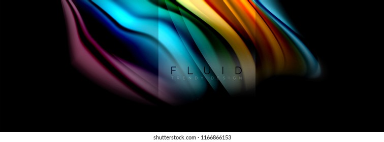 Rainbow fluid abstract shapes, liquid colors design, colorful marble or plastic wavy texture background, multicolored template for business or technology presentation or web brochure cover design