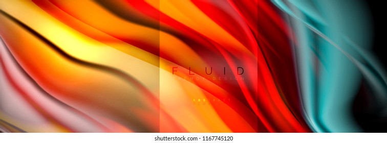 Rainbow fluid abstract shapes, liquid colors design, colorful marble or plastic wavy texture background, multicolored template for business or technology presentation or web brochure cover design