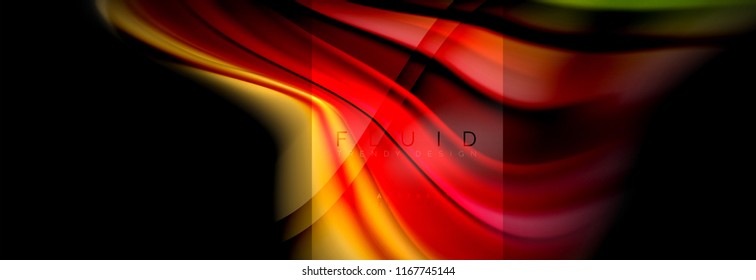 Rainbow fluid abstract shapes, liquid colors design, colorful marble or plastic wavy texture background, multicolored template for business or technology presentation or web brochure cover design