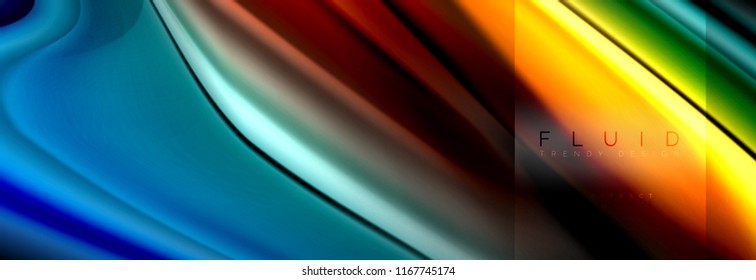 Rainbow fluid abstract shapes, liquid colors design, colorful marble or plastic wavy texture background, multicolored template for business or technology presentation or web brochure cover design