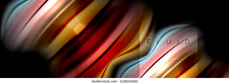 Rainbow fluid abstract shapes, liquid colors design, colorful marble or plastic wavy texture background, multicolored template for business or technology presentation or web brochure cover design