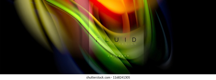 Rainbow fluid abstract shapes, liquid colors design, colorful marble or plastic wavy texture background, multicolored template for business or technology presentation or web brochure cover design