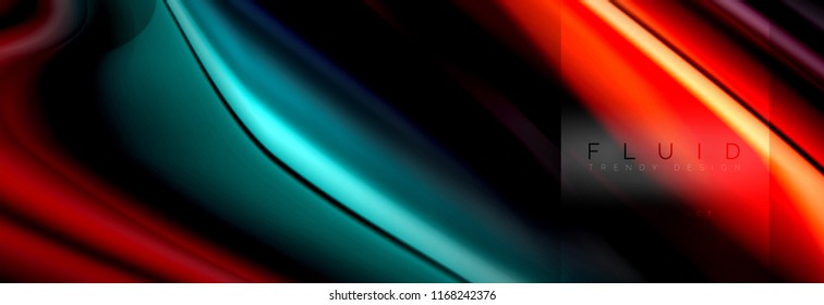 Rainbow fluid abstract shapes, liquid colors design, colorful marble or plastic wavy texture background, multicolored template for business or technology presentation or web brochure cover design