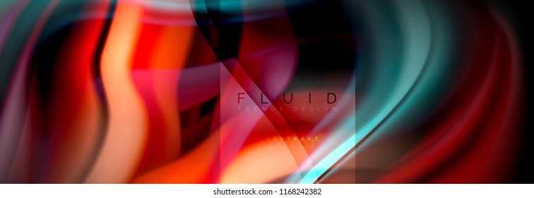 Rainbow fluid abstract shapes, liquid colors design, colorful marble or plastic wavy texture background, multicolored template for business or technology presentation or web brochure cover design
