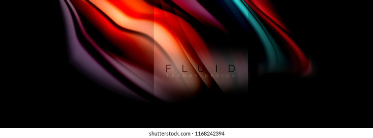 Rainbow fluid abstract shapes, liquid colors design, colorful marble or plastic wavy texture background, multicolored template for business or technology presentation or web brochure cover design