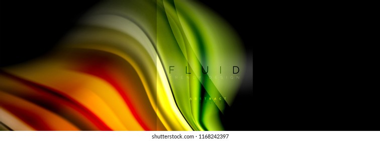 Rainbow fluid abstract shapes, liquid colors design, colorful marble or plastic wavy texture background, multicolored template for business or technology presentation or web brochure cover design