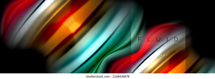 Rainbow fluid abstract shapes, liquid colors design, colorful marble or plastic wavy texture background, multicolored template for business or technology presentation or web brochure cover design